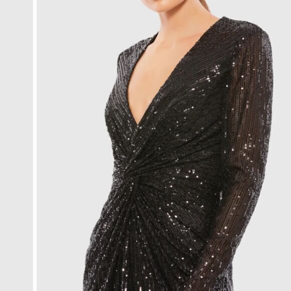 NWT Mac Duggal SEQUINED HI-LO FRONT
TWIST MIDI DRESS - Picture 2 of 4